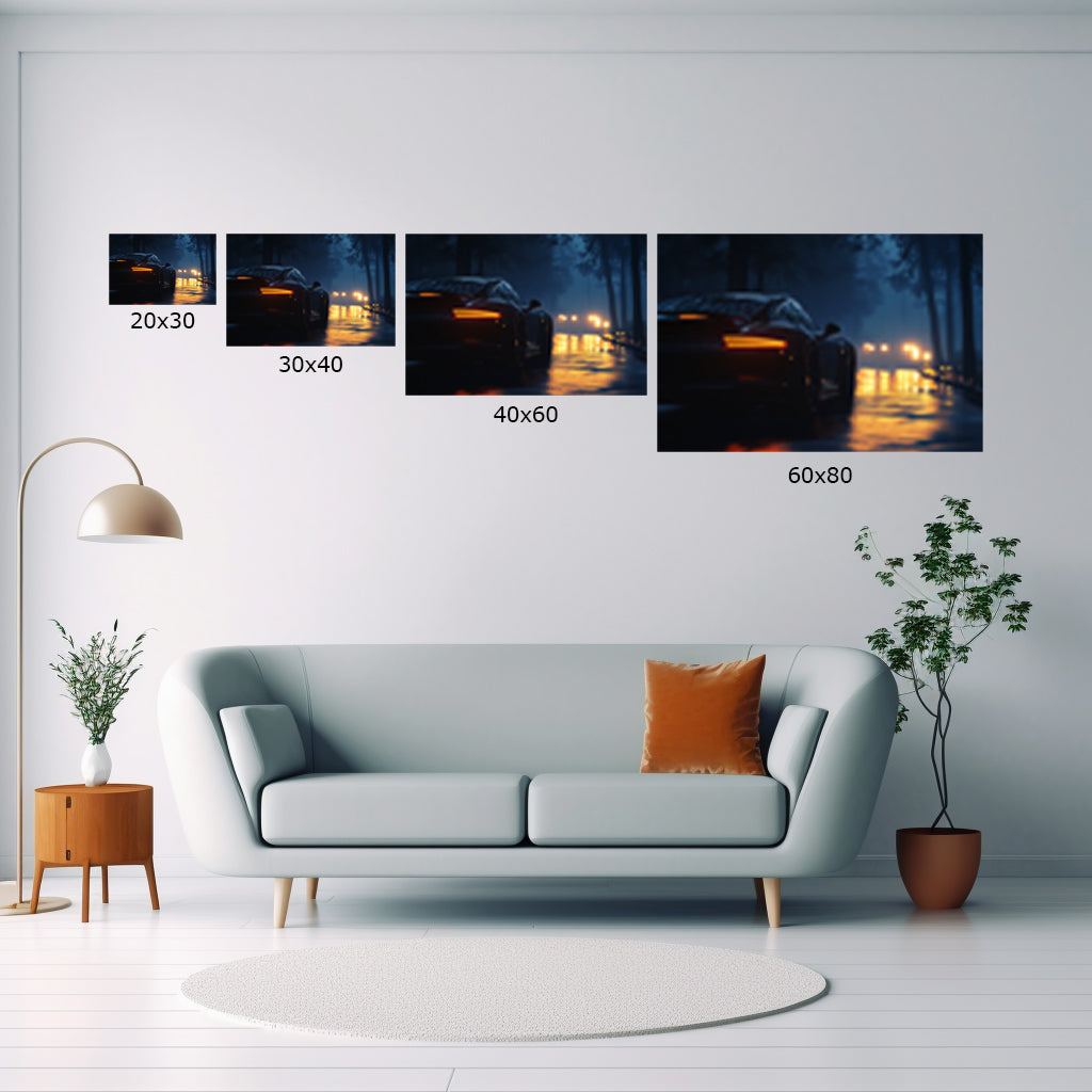 Cars at Night - Glossy HD Aluminum Print