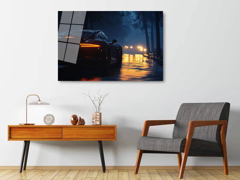 Cars at Night - Glossy HD Aluminum Print