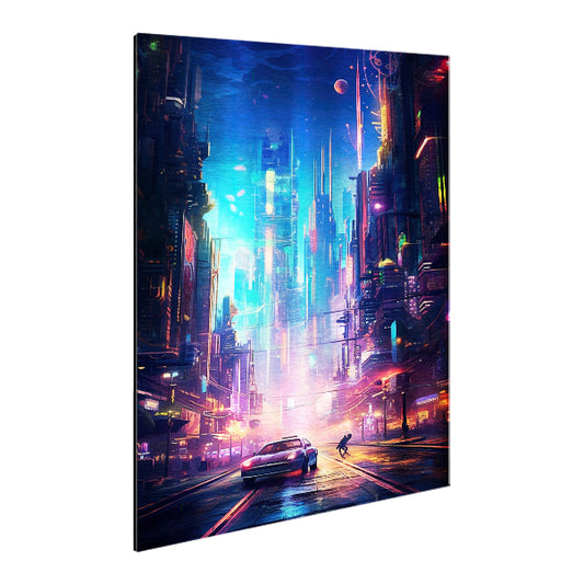 Futuristic City - Stampa su Alluminio spazzolato